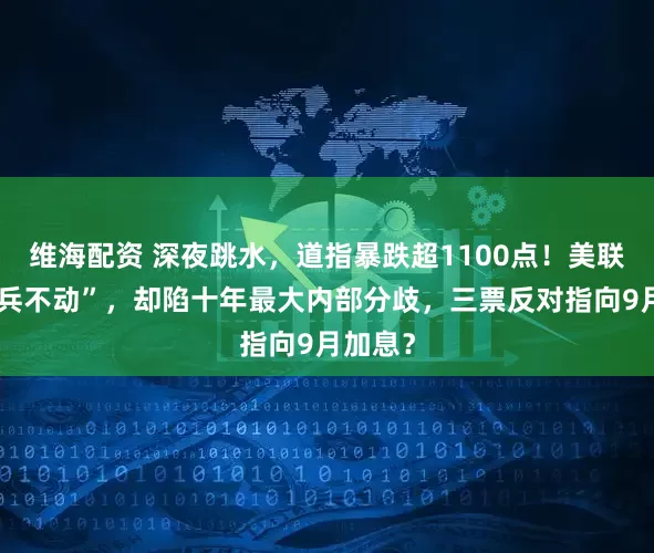 维海配资 深夜跳水，道指暴跌超1100点！美联储“按兵不动”，却陷十年最大内部分歧，三票反对指向9月加息？
